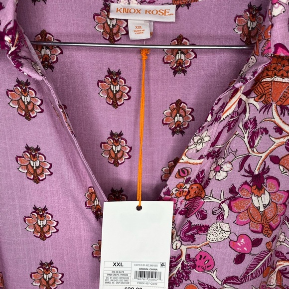 Knox Rose Pink/Lavender Patterned Button Down Shirt Size XXL - Picture 8 of 16